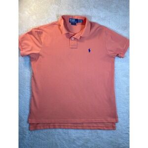 Polo Ralph Lauren Polo Shirt Men's Size L Custom Fit Orange/ Salmon 100% Cotton
